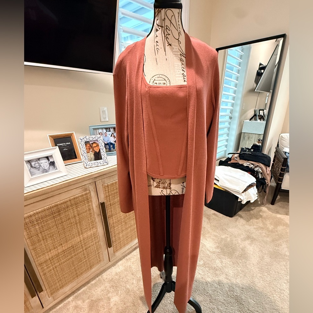 Express corset and cardigan light sweater SET - Color is dusty rise. Adorable!!